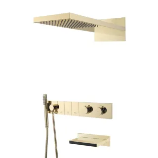 Душевой комплект Boheme Zodiac 133-2-G с термостатом золото